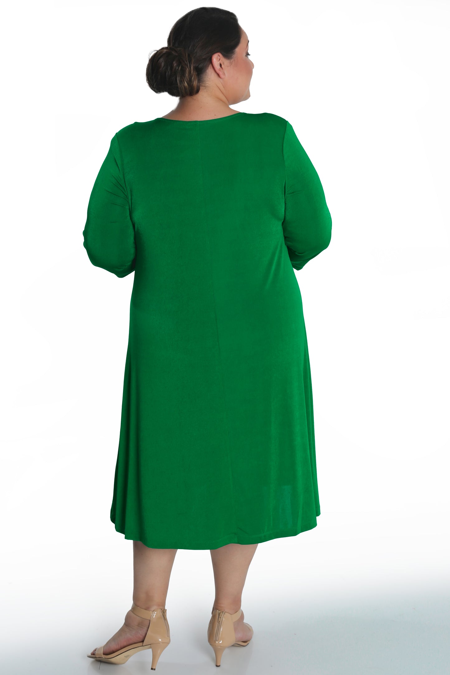 Dresses Vikki Vi Silky Classic Emerald 3/4 Sleeve A-Line Dress