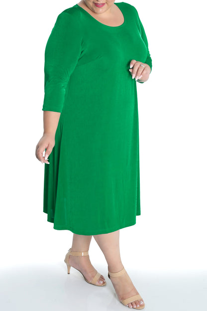 Dresses Vikki Vi Silky Classic Emerald 3/4 Sleeve A-Line Dress