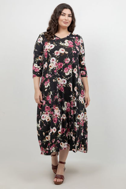 Vikki Vi Jersey Petite Rose V Neck Pocket Dress