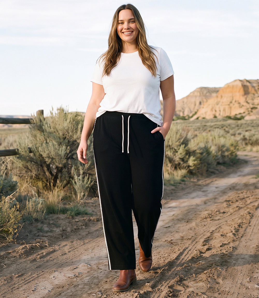 bottom Plus Size Edge Stitch Drawstring Sweatpants