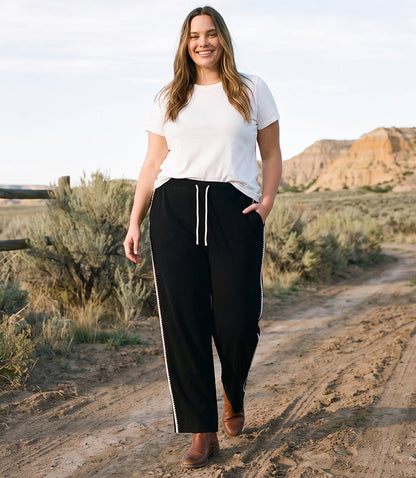 bottom Plus Size Edge Stitch Drawstring Sweatpants