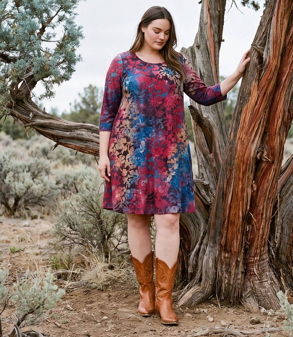 dress 3/4 Sleeve Tie-Dye Burnout Maggie Dress