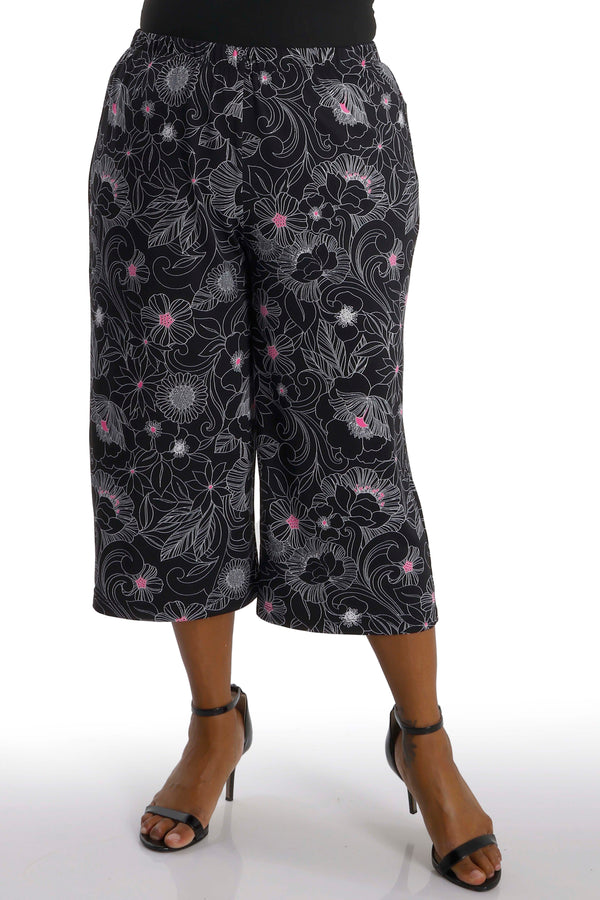 Vikki Vi Jersey Fuchsia Floral Crop Pant