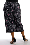 Vikki Vi Jersey Fuchsia Floral Crop Pant