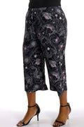Vikki Vi Jersey Fuchsia Floral Crop Pant