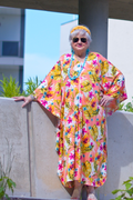 Vikki Vi Jersey Peach Floral Caftan