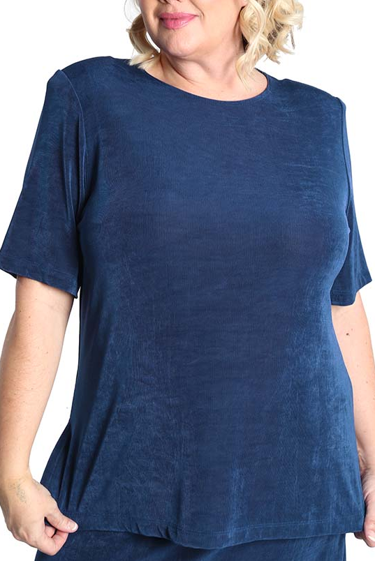 Tops Vikki Vi Classic French Blue Short Sleeve Tunic
