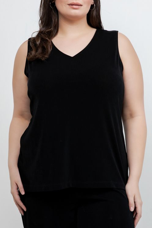 Tops Vikki Vi Classic Black V-Neck Tank