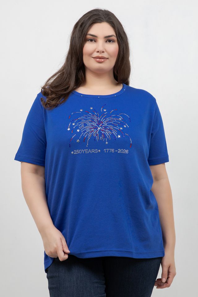 Tops Fireworks Round Neck Top