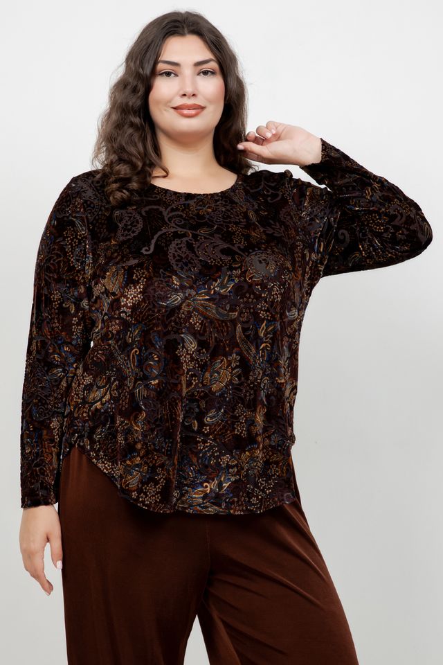 Karen Kane 3/4 Sleeve Velvet Paisley Tunic