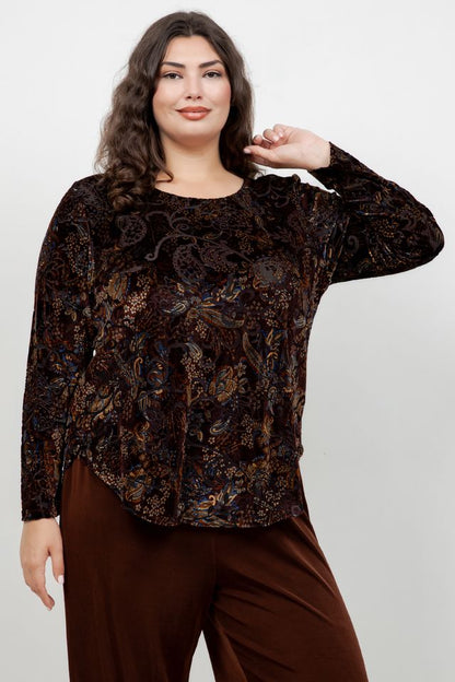 Karen Kane 3/4 Sleeve Velvet Paisley Tunic