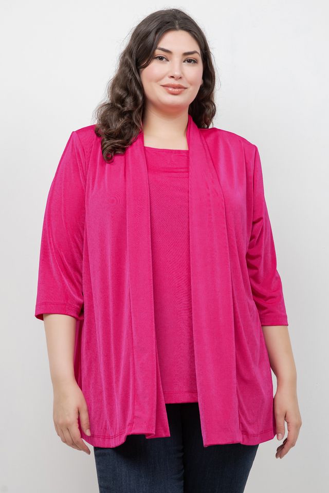 Jackets Vikki Vi Silky Classic Magenta 3/4 Sleeve Kimono Jacket