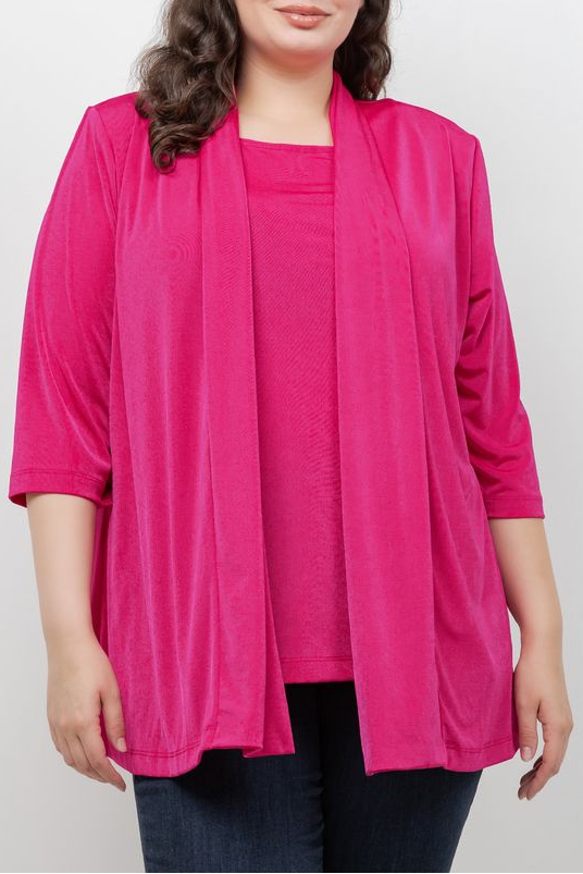 Jackets Vikki Vi Silky Classic Magenta 3/4 Sleeve Kimono Jacket