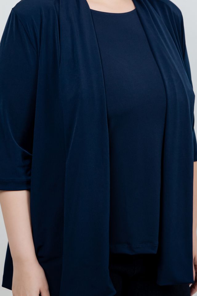 Jackets Vikki Vi Jersey Navy 3/4 Sleeve Kimono Jacket