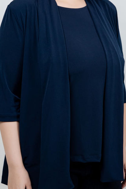 Jackets Vikki Vi Jersey Navy 3/4 Sleeve Kimono Jacket