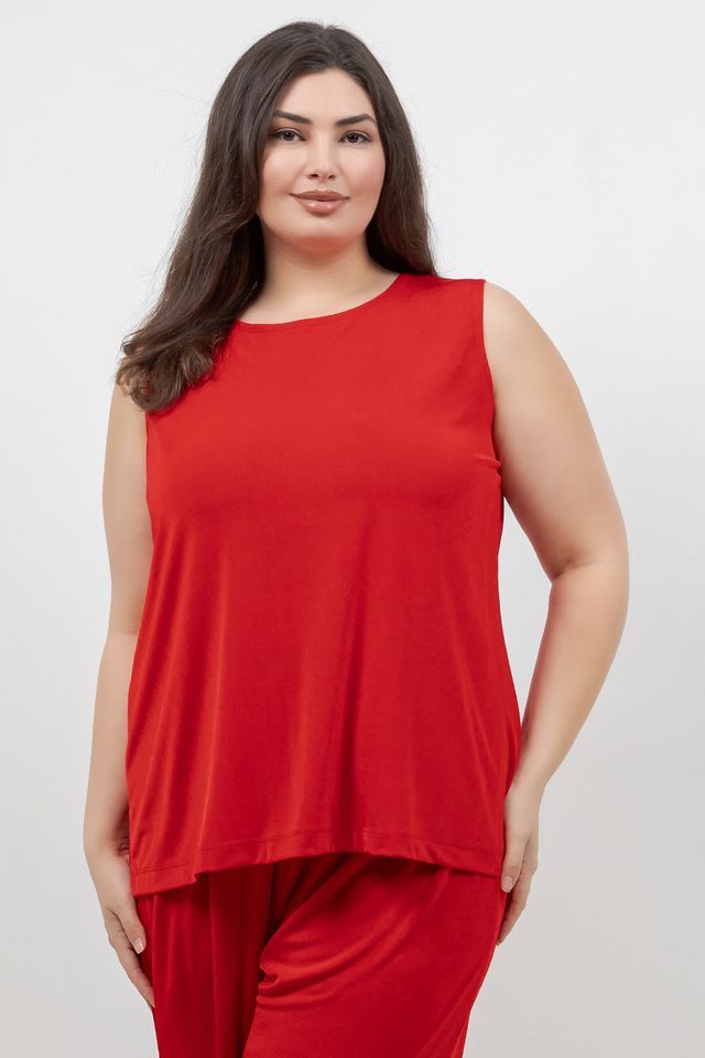 Tops Vikki Vi Silky Classic Red Tank