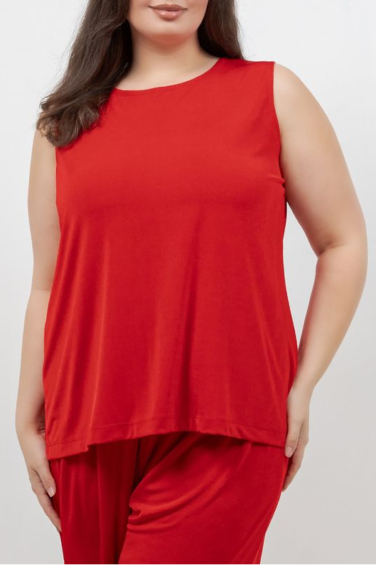 Tops Vikki Vi Silky Classic Red Tank