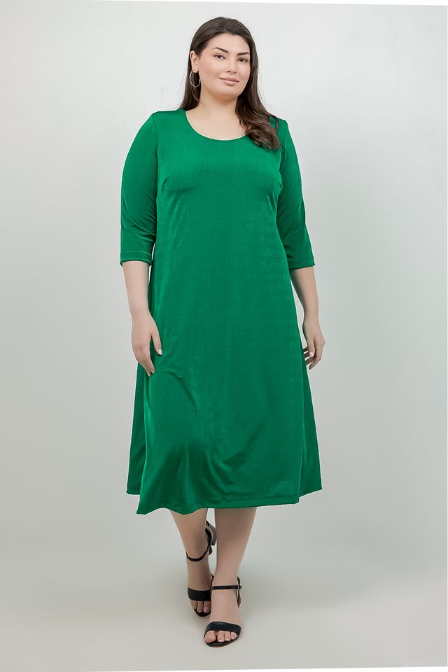 Dresses Vikki Vi Silky Classic Emerald 3/4 Sleeve A-Line Dress