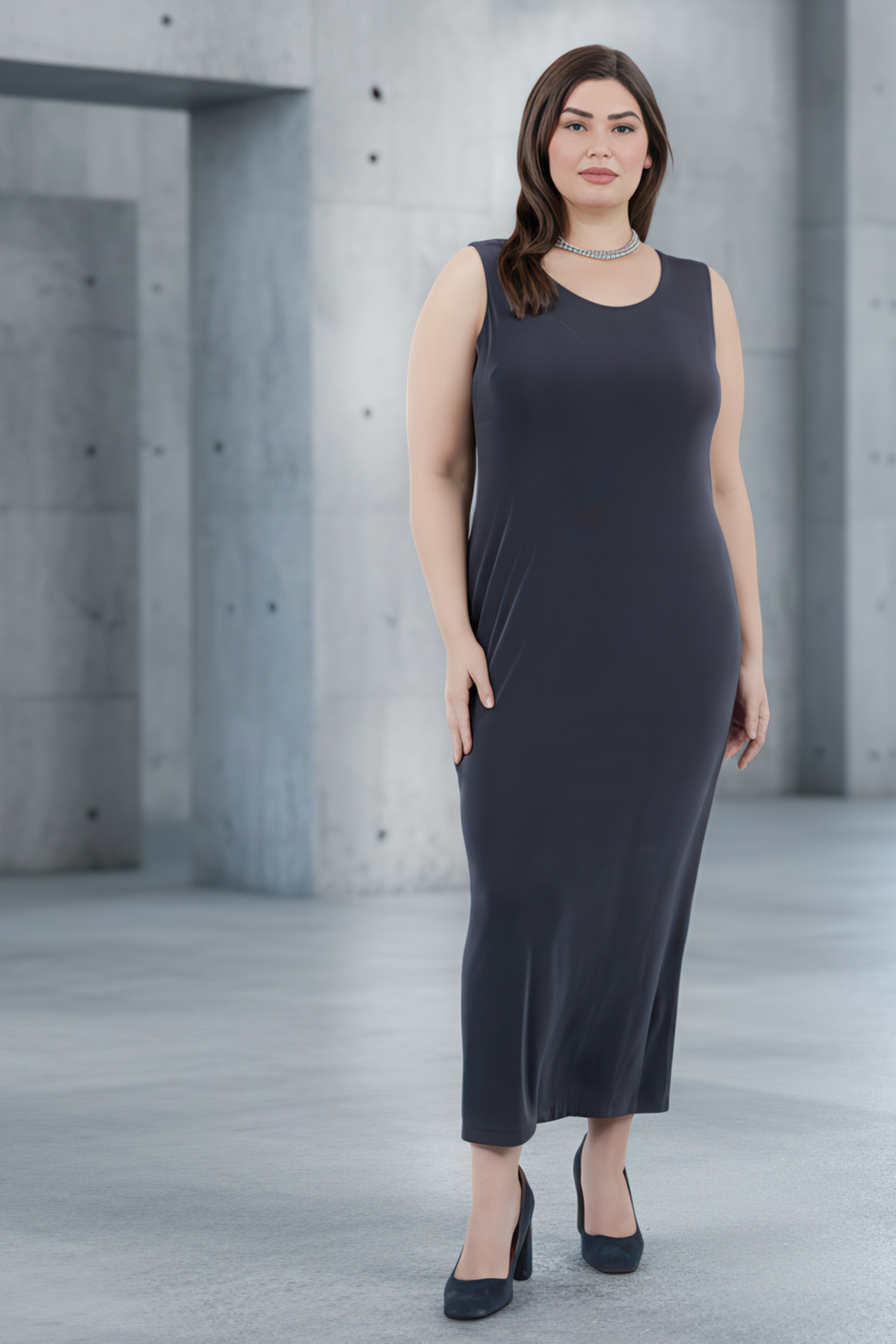 Dresses Vikki Vi Classic Graphite Maxi Tank Dress
