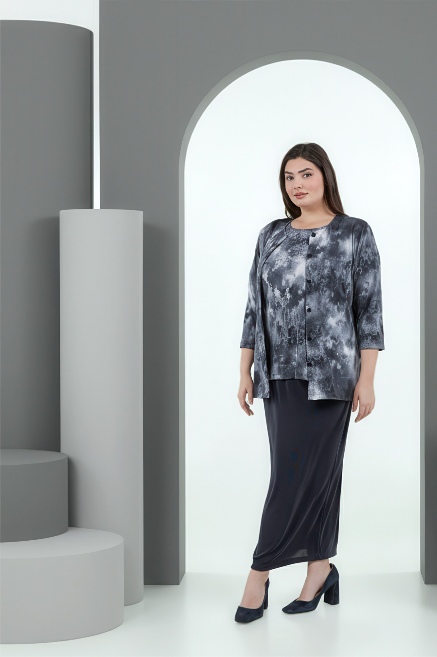 Jackets Vikki Vi Jersey Silver Mist 3/4 Sleeve Cardigan