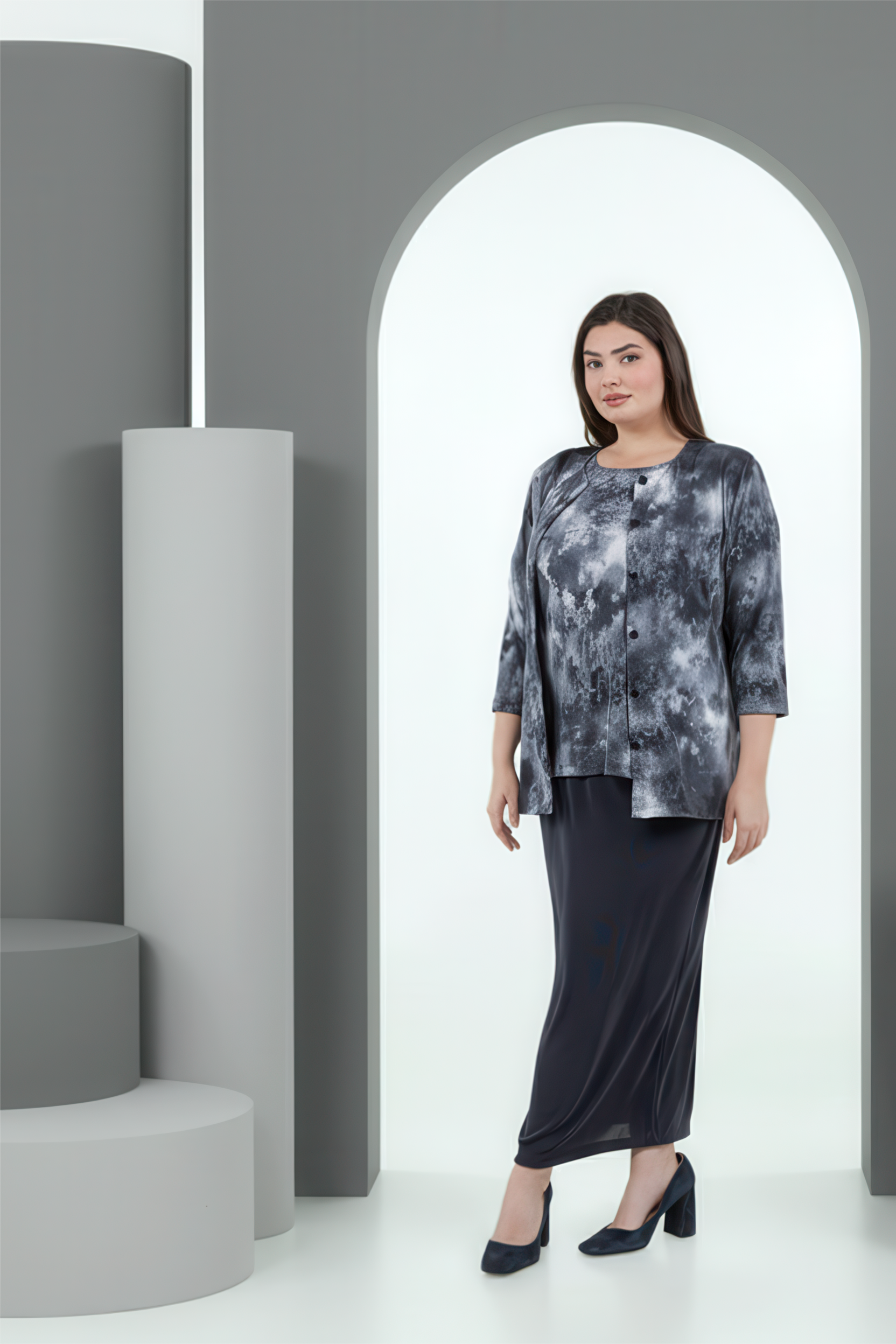 Jackets Vikki Vi Jersey Silver Mist 3/4 Sleeve Cardigan