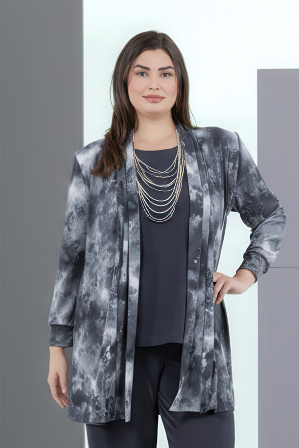 Vikki Vi Jersey Silver Mist Long Kimono Jacket