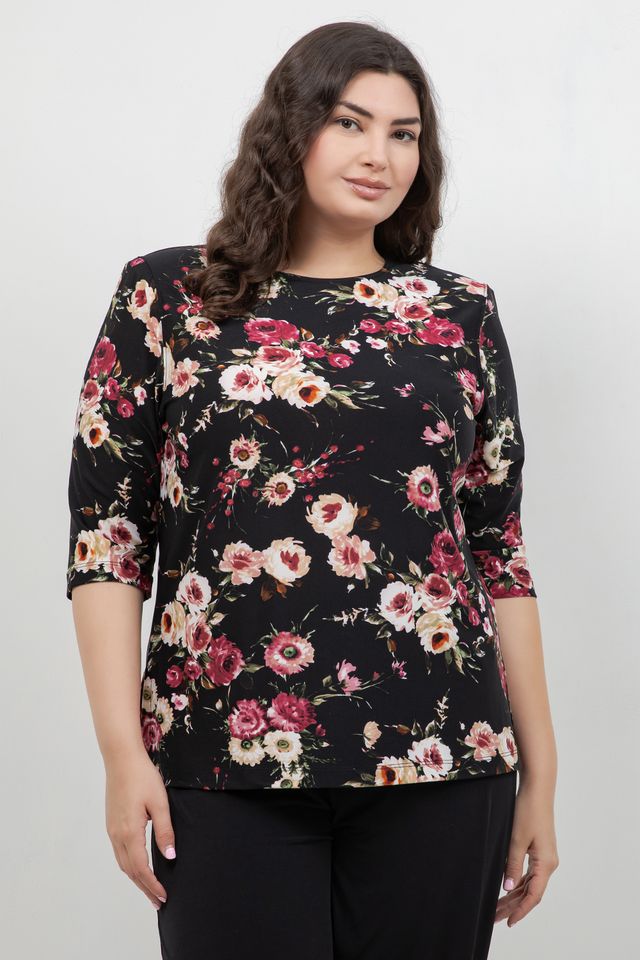 Vikki Vi Jersey Petite Rose 3/4 Sleeve Top