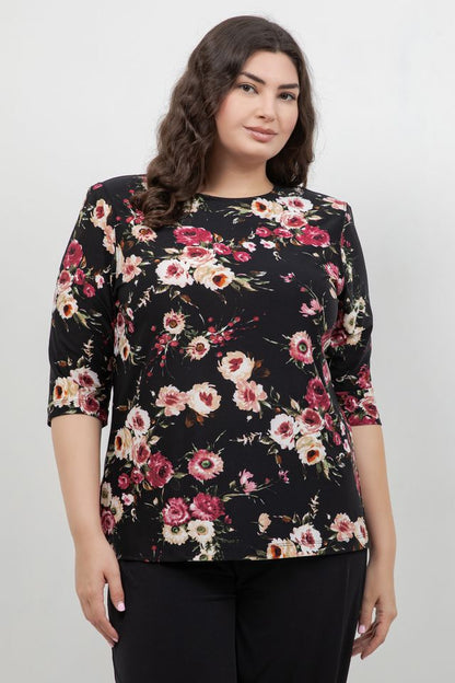 Vikki Vi Jersey Petite Rose 3/4 Sleeve Top