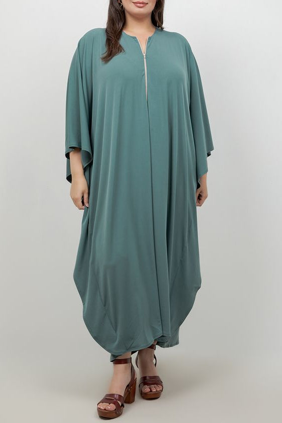 Vikki Vi Jersey Sage Zip Front Caftan