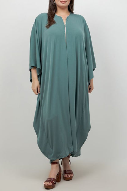 Vikki Vi Jersey Sage Zip Front Caftan