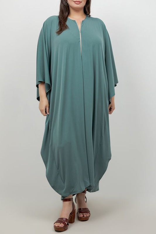 Vikki Vi Jersey Sage Zip Front Caftan