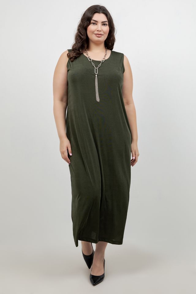 Dresses Vikki Vi Silky Classic Olive Maxi Tank Dress