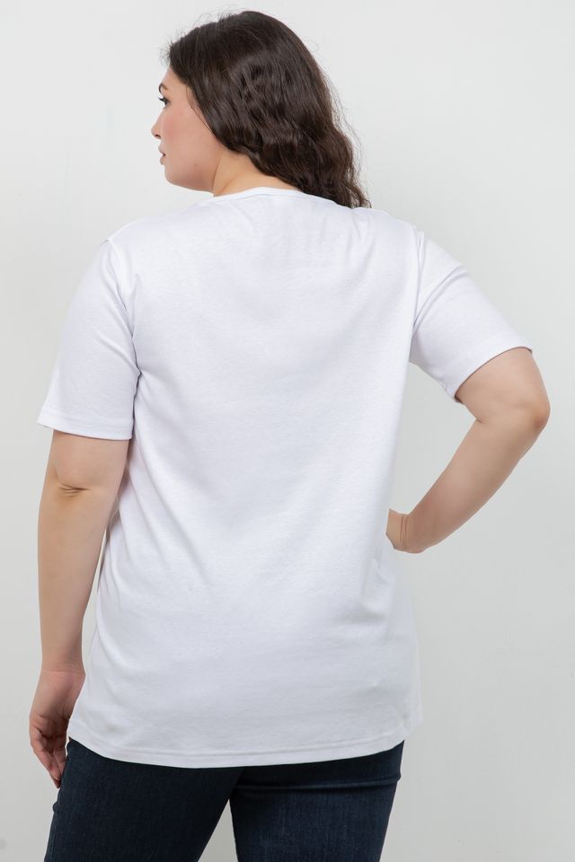 Tops White Cotton V Neck Tee
