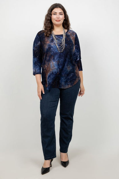 Karen Kane 3/4 Sleeve Leaf Tunic