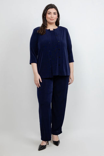 Jackets Vikki Vi Classic Navy 3/4 Sleeve Cardigan