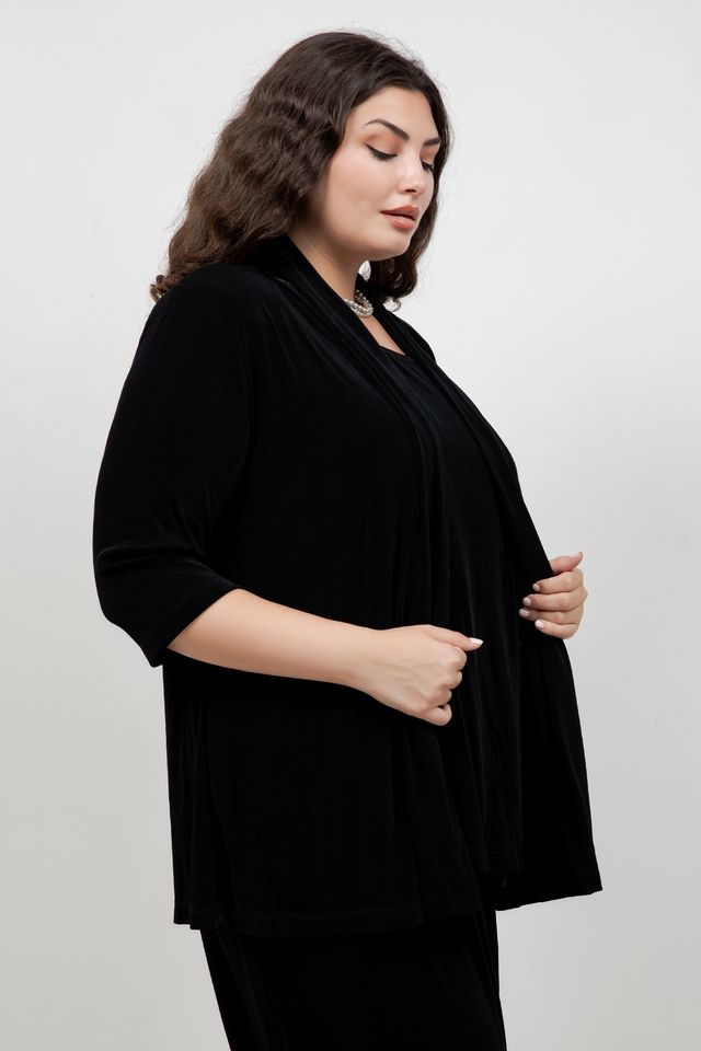 Vikki Vi Classic Black 3/4 Sleeve Kimono Jacket