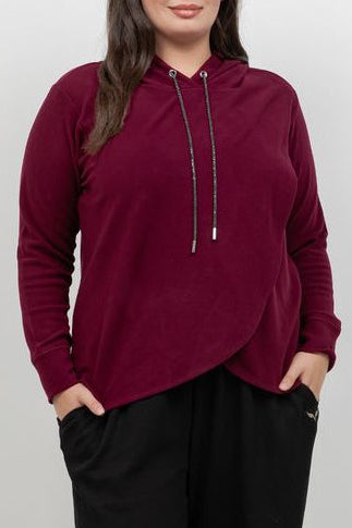Karen Kane Wine Layer Front Hoodie