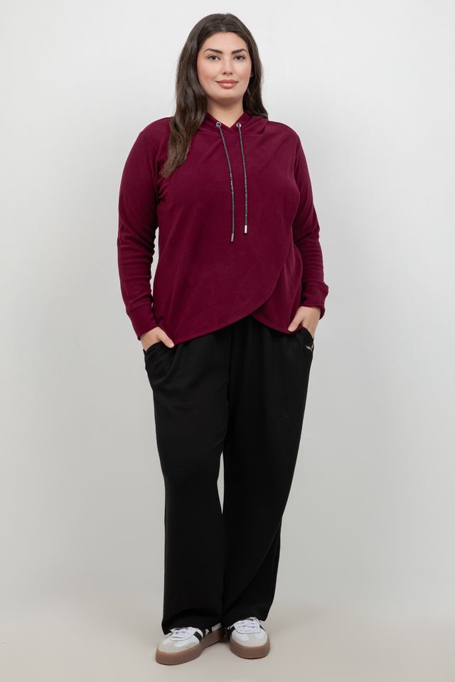 Karen Kane Wine Layer Front Hoodie