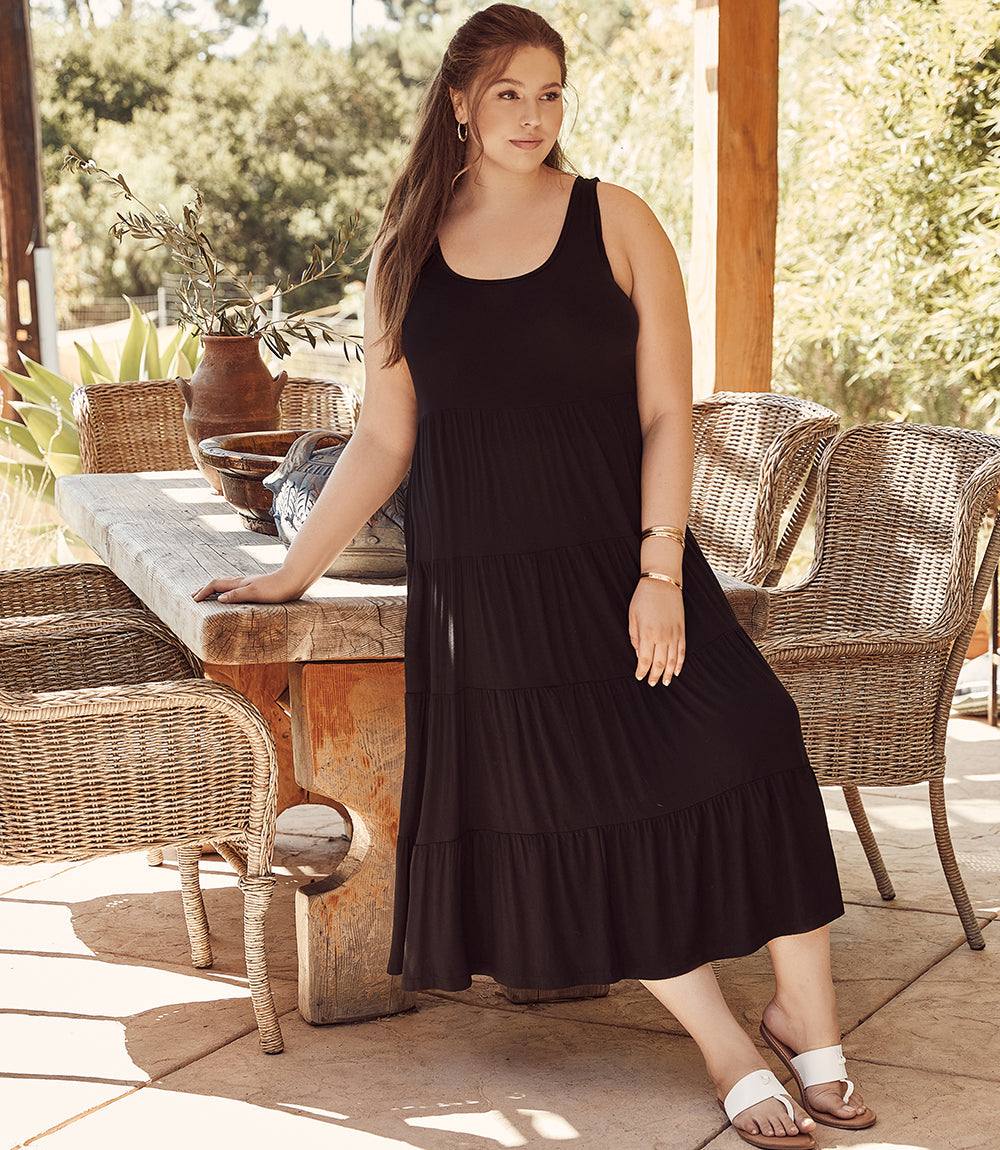 dress Plus Size Tiered Midi Dress