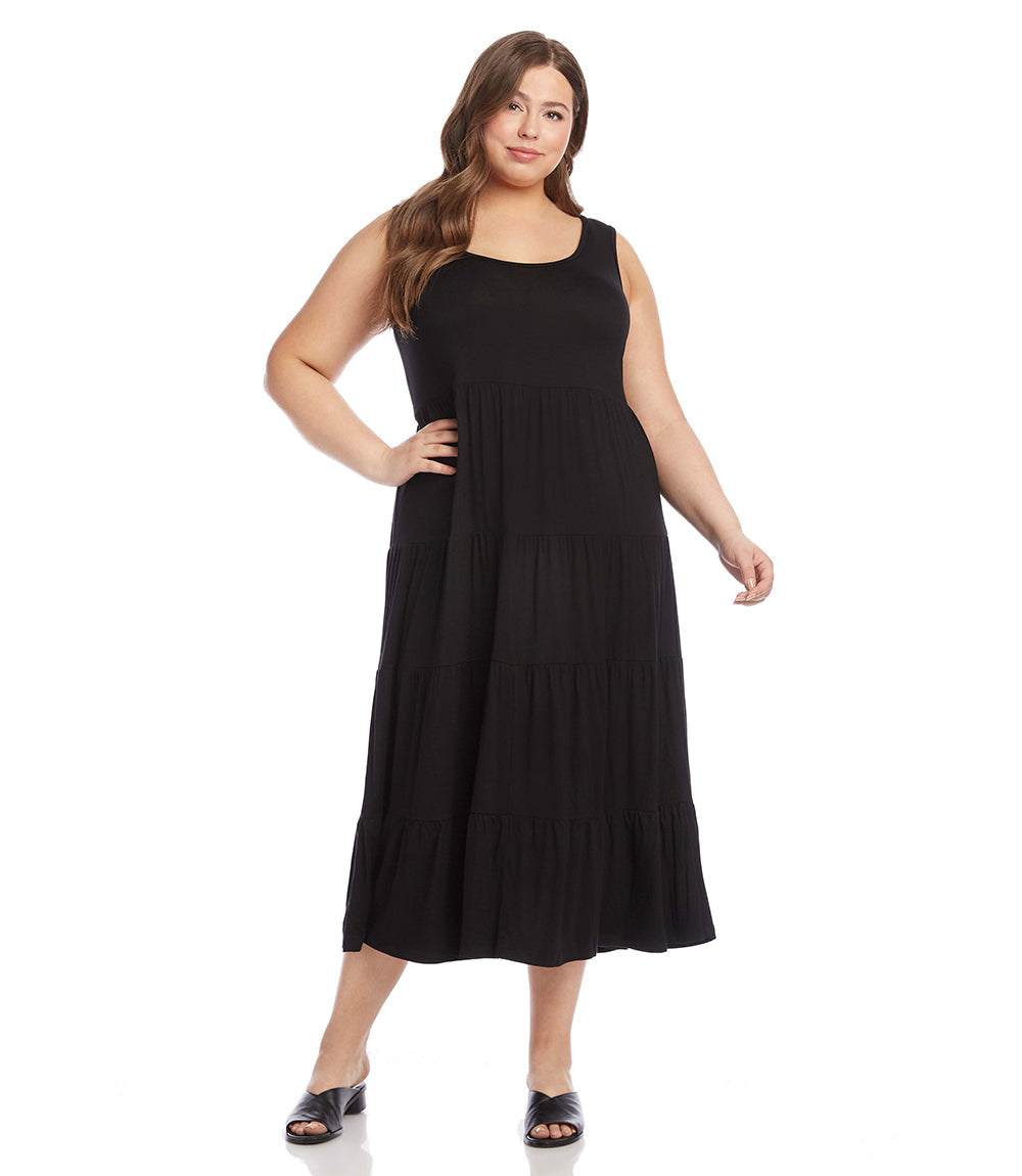 dress Plus Size Tiered Midi Dress