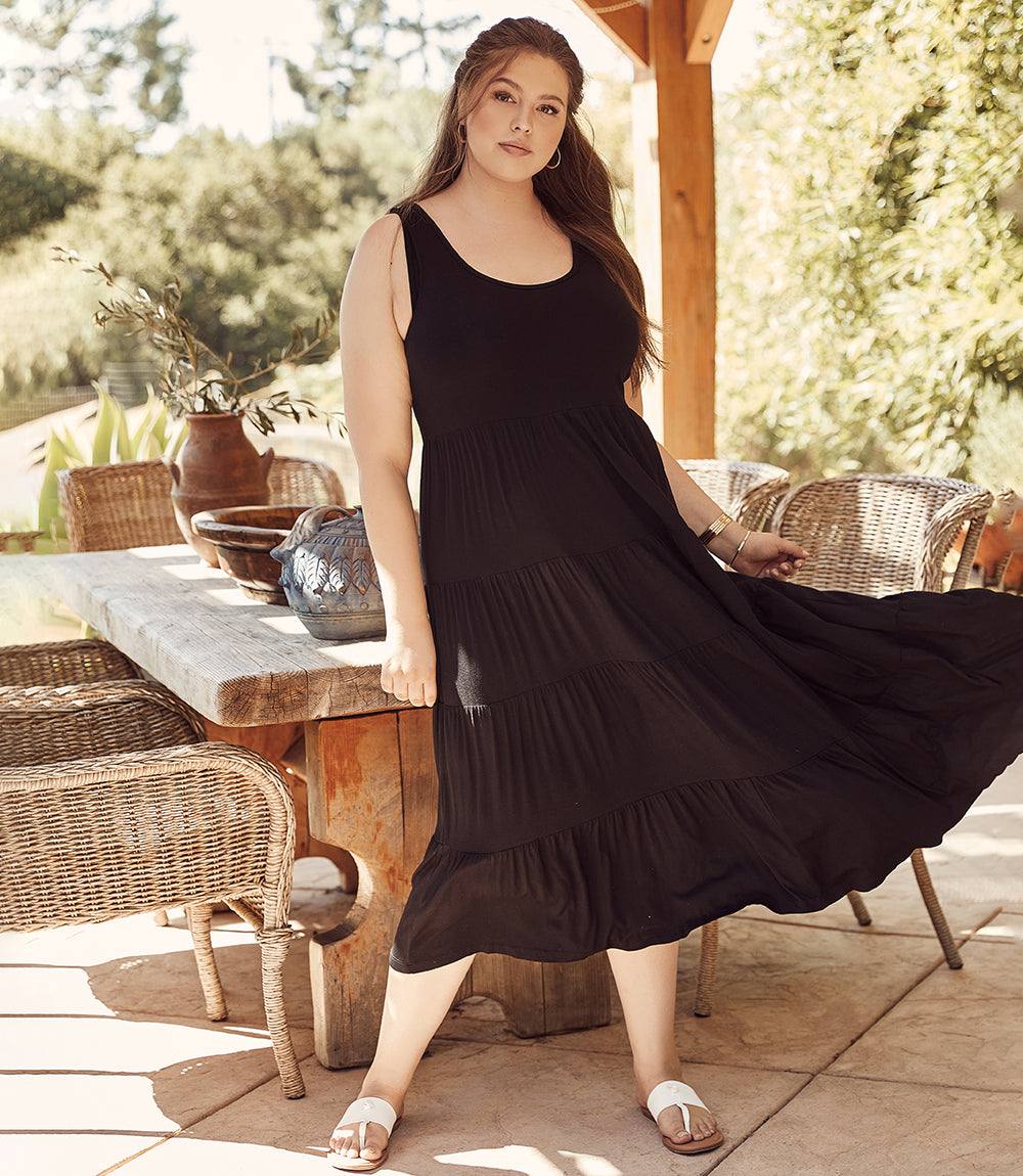 dress Plus Size Tiered Midi Dress