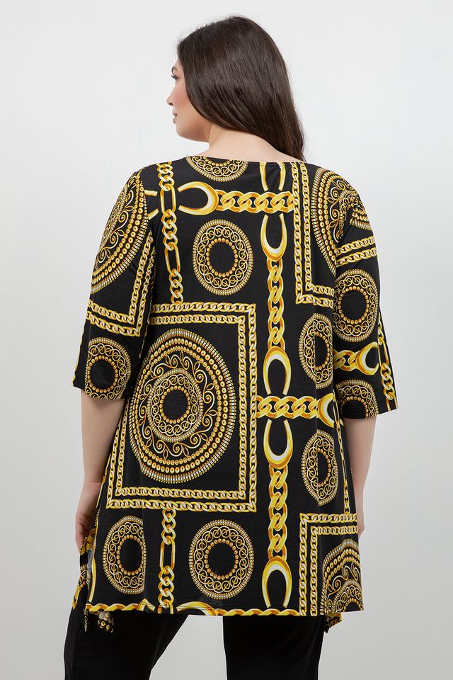 Tops Vikki Vi Jersey Black Chain Handkerchief Tunic