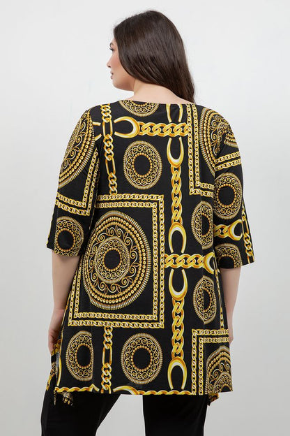 Tops Vikki Vi Jersey Black Chain Handkerchief Tunic