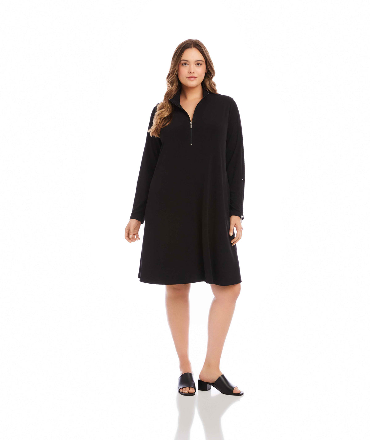 dress Plus Size Zip-Up Travel Jersey Dress