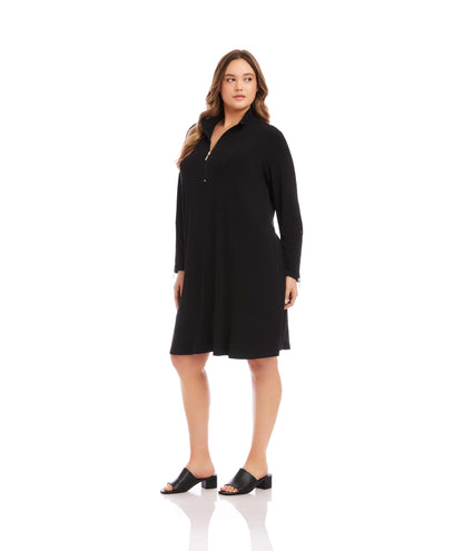 dress Plus Size Zip-Up Travel Jersey Dress