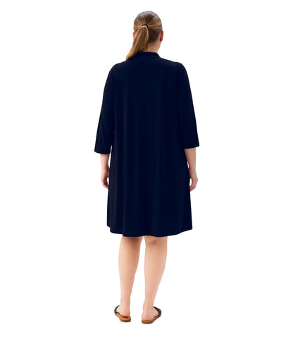 dress Plus Size 3/4 Sleeve Zip-Up Travel Jersey Dress