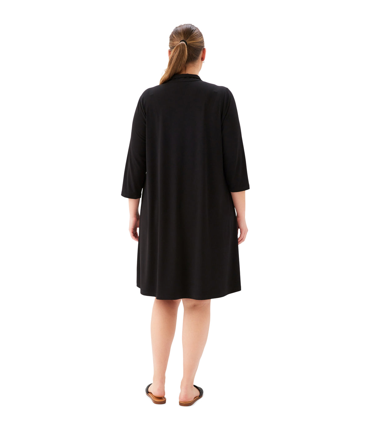 dress Plus Size 3/4 Sleeve Zip-Up Travel Jersey Dress