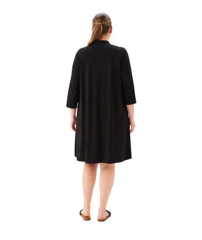 dress Plus Size 3/4 Sleeve Zip-Up Travel Jersey Dress