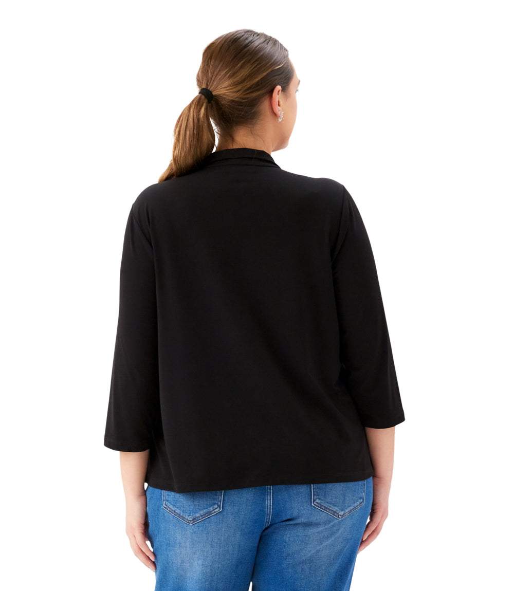 top Plus Size 3/4 Sleeve Zip-Up Travel Jersey Top