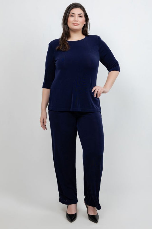 Pants Vikki Vi Classic Navy Pull-On Pant